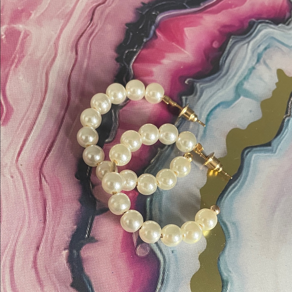 Elegant Pearl Hoop Earrings